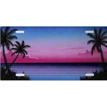Palm Trees Full Color Airbrush License Plate
